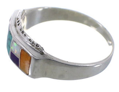 Multicolor Silver Southwestern Ring Size 6-3/4 EX51447